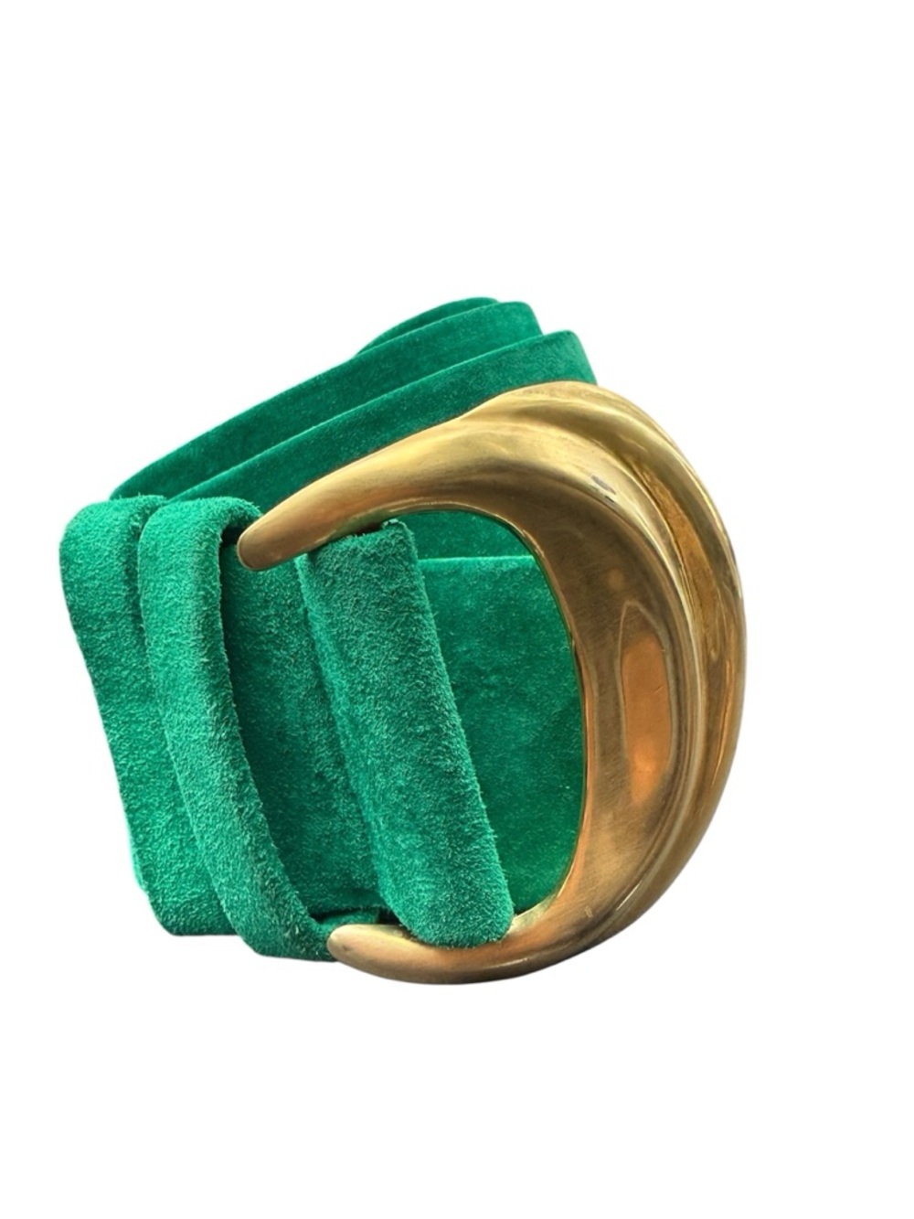 Accessories by Pearl Brass and Suede Wide Belt in Emerald Green
